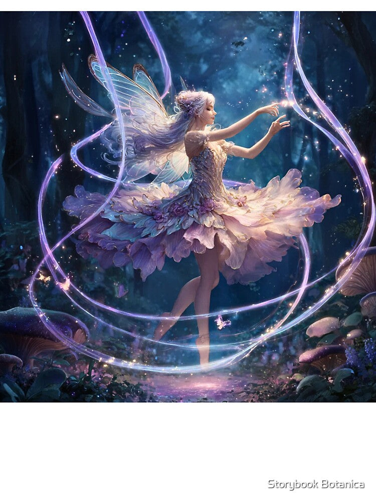 Enchanted Fairy Dancing With Light Ribbons by Storybook Botanica