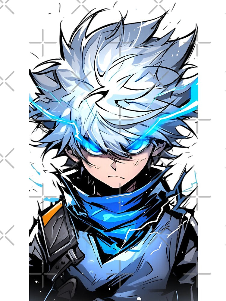 Blue Lightning Anime Warrior – Dark Manga Style Anime Character Design by Dyan4