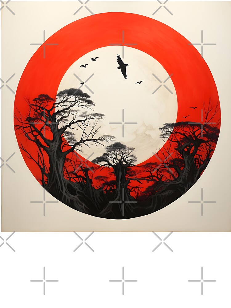 minimalist red sun art print by dcrc
