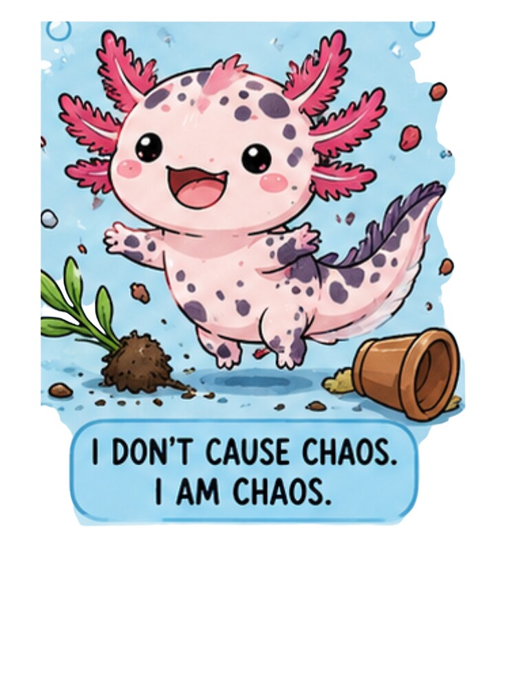 Funny Axolotl Quote Design | Cute Chaotic Animal Art by Ancient Egypt treasures