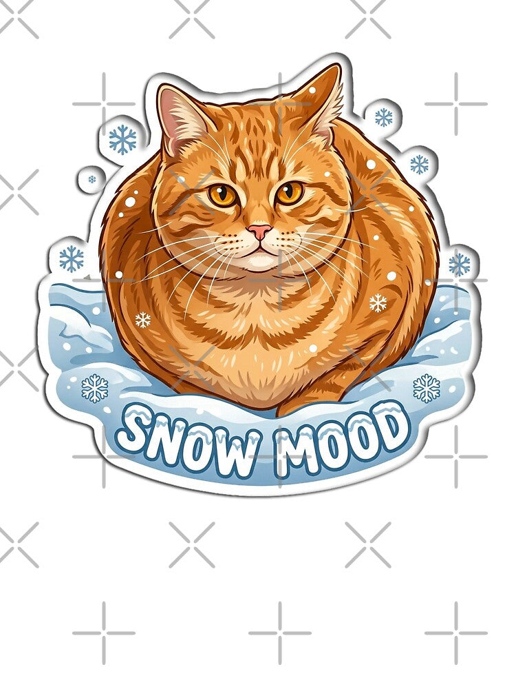 Snow Mood Cute Ginger Cat Winter Illustration by FotoBastek