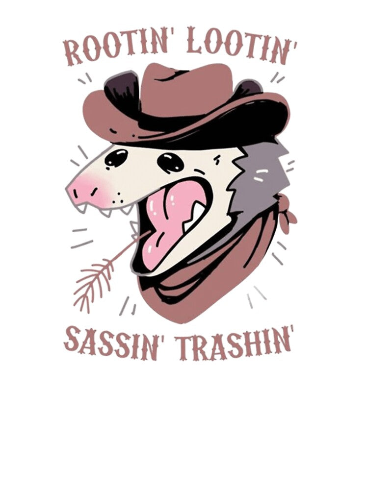 Rootin Lootin Sassin Trashin Opossum Cowboy Funny Possum by JossDesign15