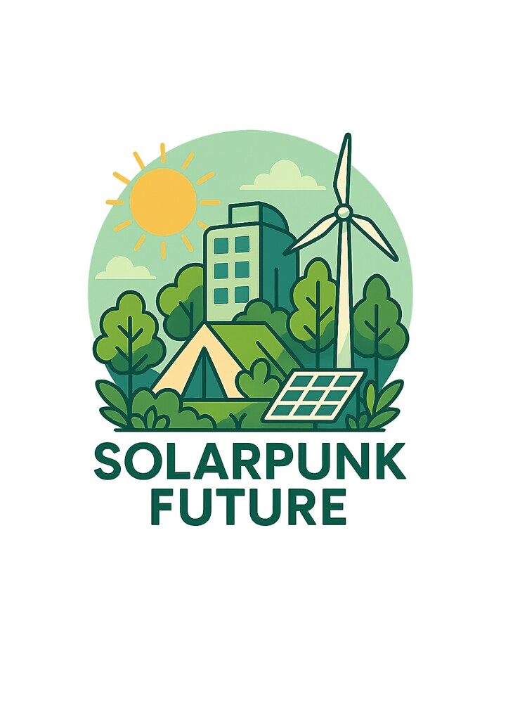 Solarpunk Future – Optimistic Eco Utopia Design with Green Energy by DJCApparel