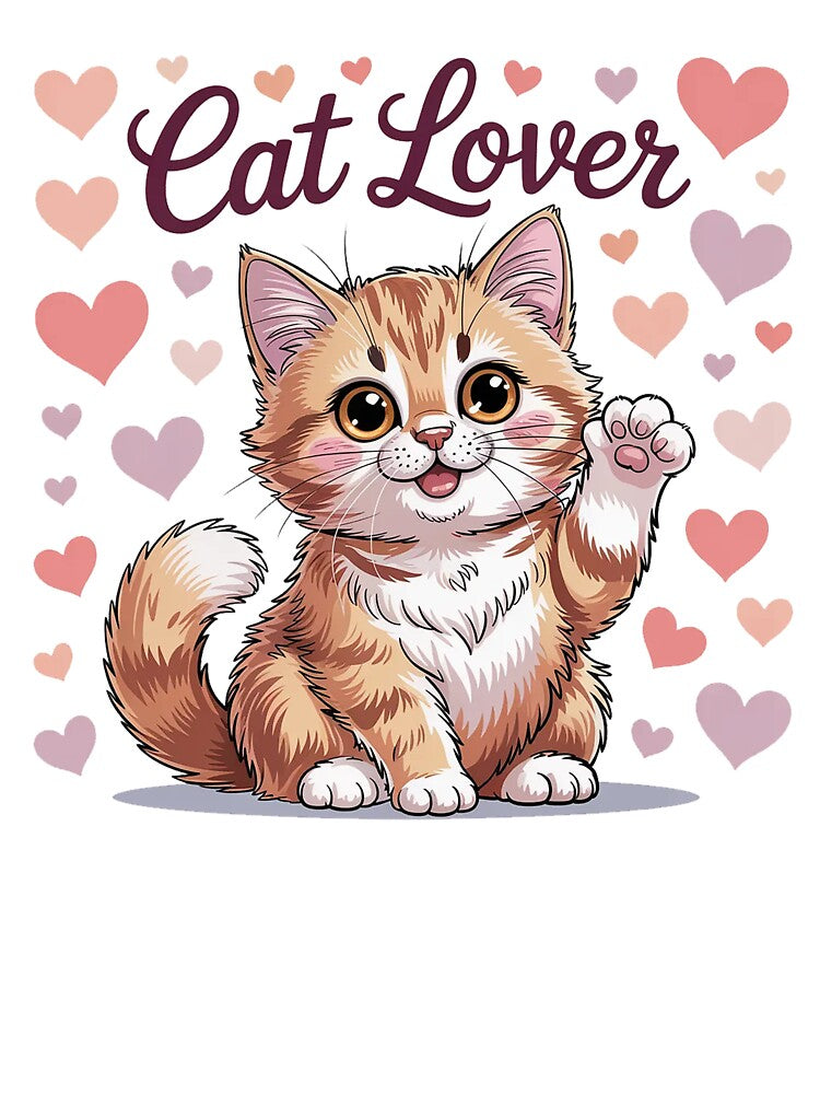 Cute Cat Lover Design – Adorable Kitten with Hearts Pet Lover Gift by Cool-cat-art