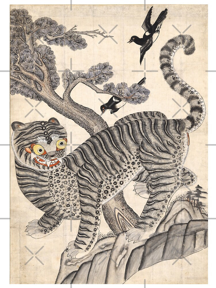 Korean Tiger and Magpie Traditional Folk Art for Luck and Protection Minhwa Art by allpalgo