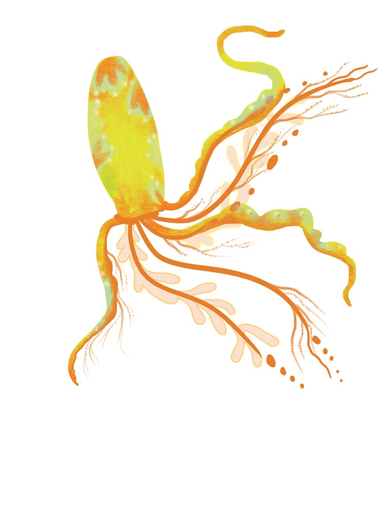 Golden Jellyfish Under the sea Art by FaliushART