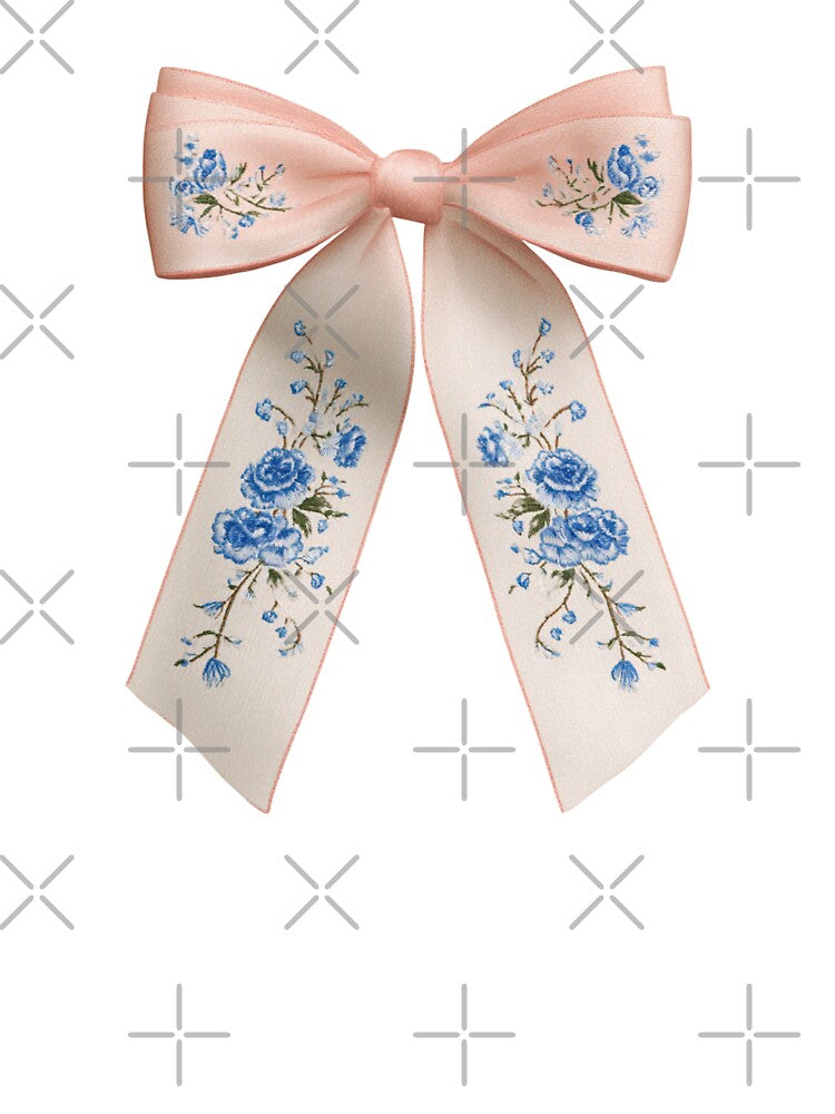 Pink bow with blue flowers by MendaciousMina