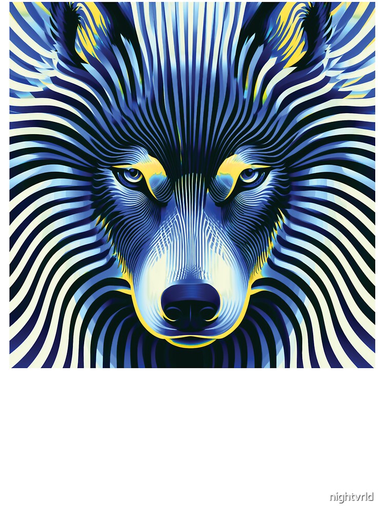 MARINA — Trippy Wolf Optical Illusion | Pop Art Vaporwave Alternative in Navy & Gold by ✨nightvrld