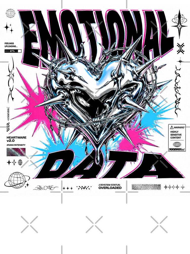 Liquid Chrome Cyber Heart Anti Design Y2K Sticker Graphic by zdzdesigner