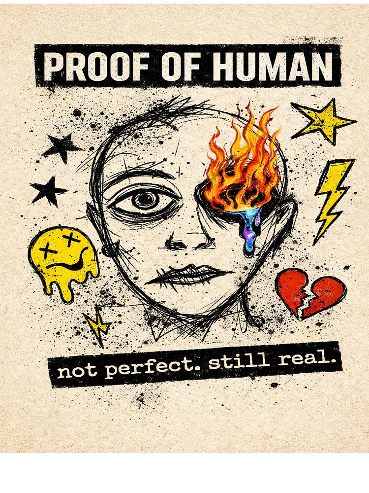 Proof of Human – Grunge Chaos Face Aesthetic Streetwear Design by AndGarciart