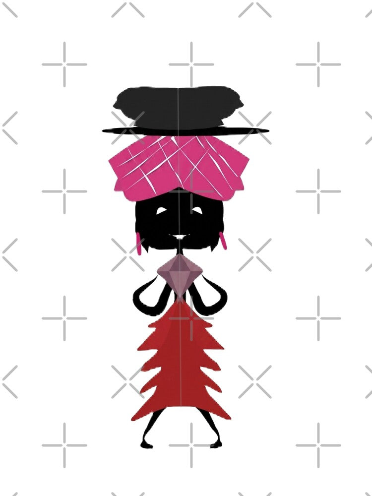 Modern Ethnic Lady in Pink and Red by SahmatArt