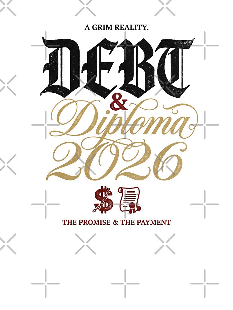 Debt and Diploma Class of 2026 Dark Humor College Grad Tee by Osmose-Studio ⭐⭐⭐⭐⭐