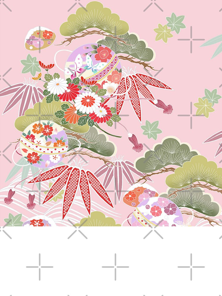 Pink Traditional Japanese Kimono Yukata Pattern by PatternMama