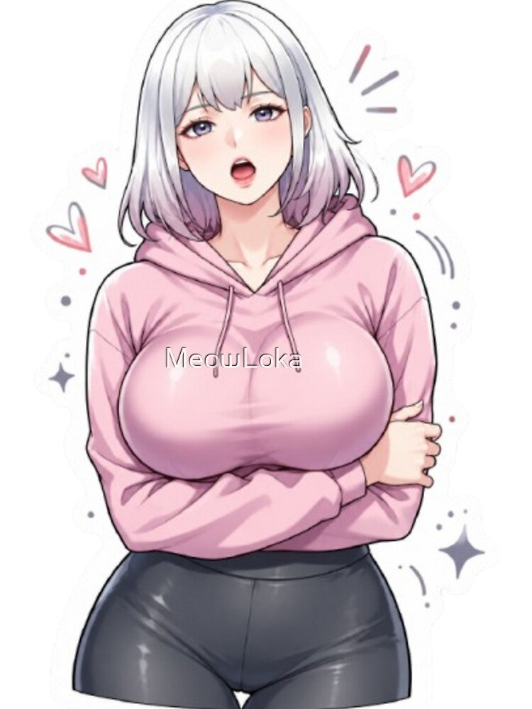 Cute Anime Girl Sticker – Soft Aesthetic Hoodie Waifu, Kawaii Manga Style, Pastel Anime Art by MeowLoka ⭐⭐⭐⭐