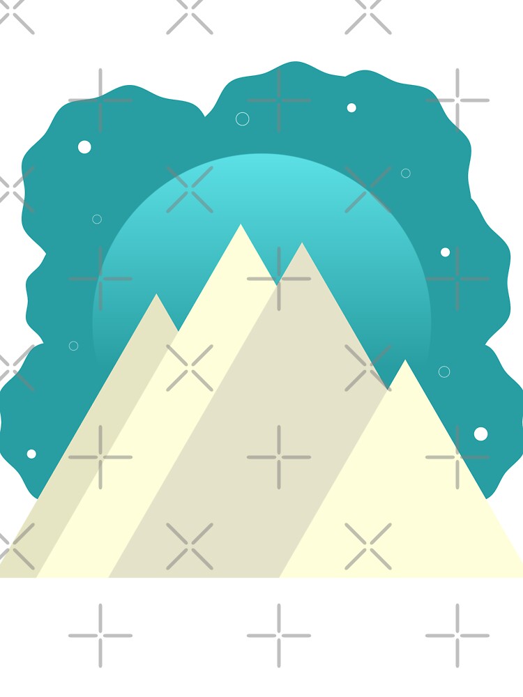 WHITE MOUNTAINS TEAL NIGHT SKY - WINTER VERSION MINIMALIST ILLUSTRATION Teal BG by MiraiDesigns by miraidesigns