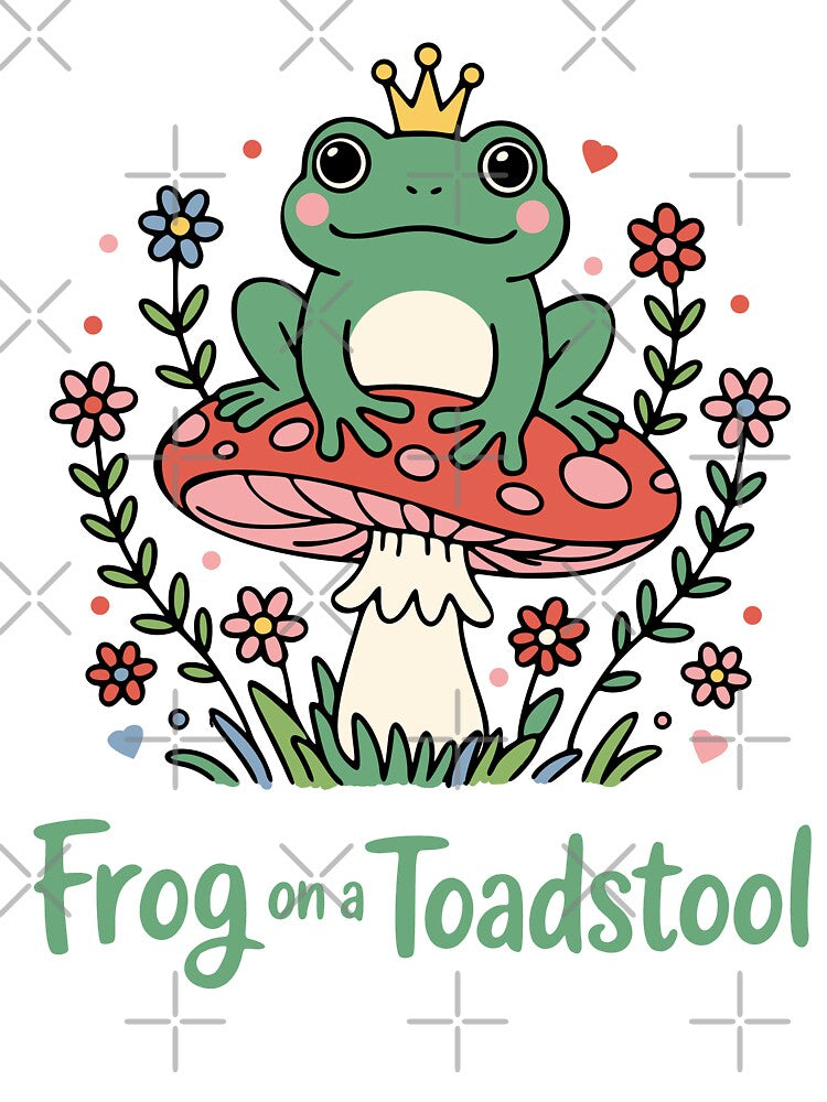 Frog King On A Toadstool Mushroom by Traveldrawings