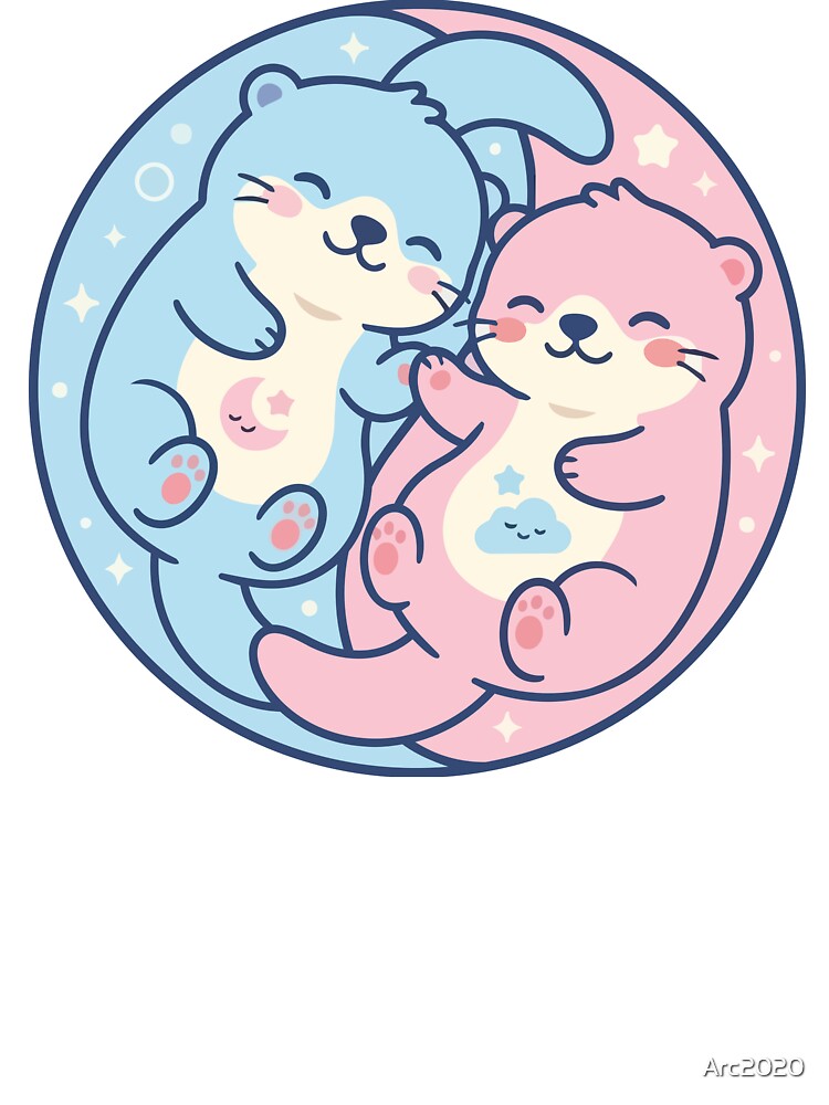 Kawaii Pastel Sea Otters Holding Hands Dreamcore by Arc2020