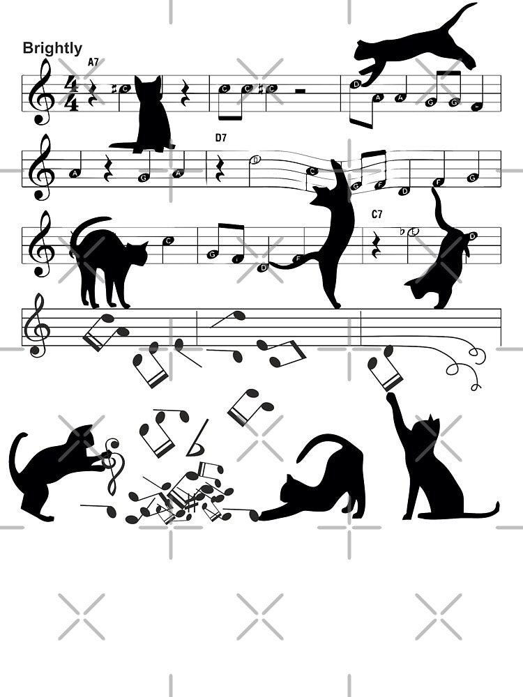 Cat Playing Clef Notes Piano Music Funny Musical Cats Cute Gift by alenaz