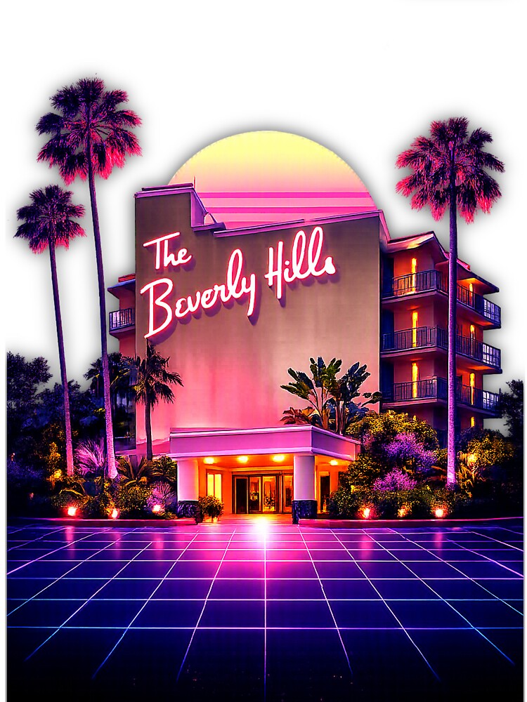 Synthwave The Beverly Hills - Retro Neon 80s Sunset by A E S T H E T A T A G