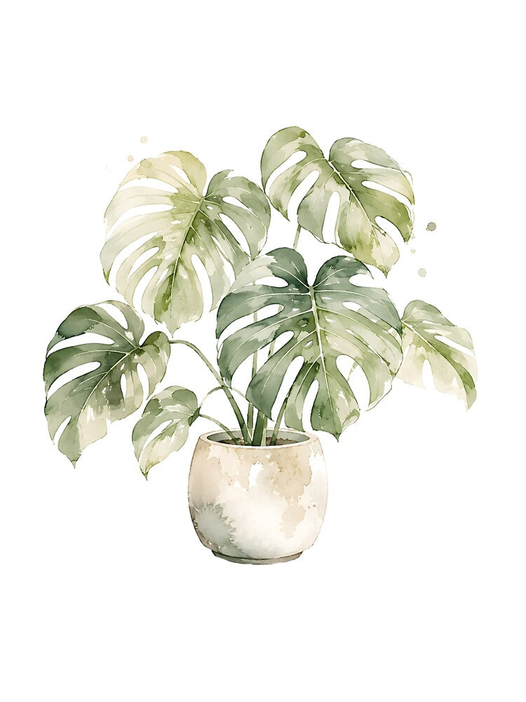 Watercolor Monstera Print | Soft Pastel Houseplant Art by PLANT LOVER'S PARADISE