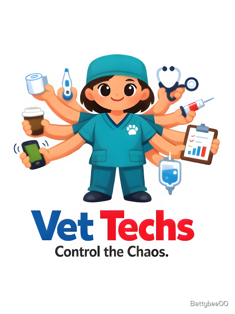 Vet Techs Control the Chaos – Cute Veterinary Technician Multi-Tasking Design by Bettybee00