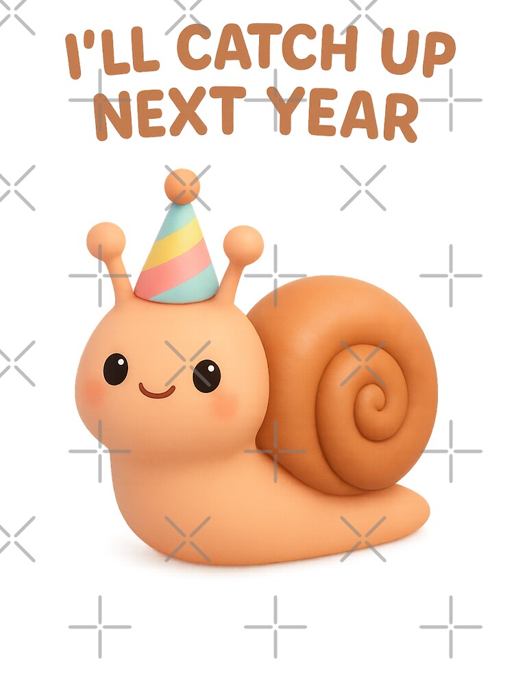 Cute Slow But Optimistic Snail Party Hat - I'll Catch Up Next Year | New Year Celebration by Moons Studio