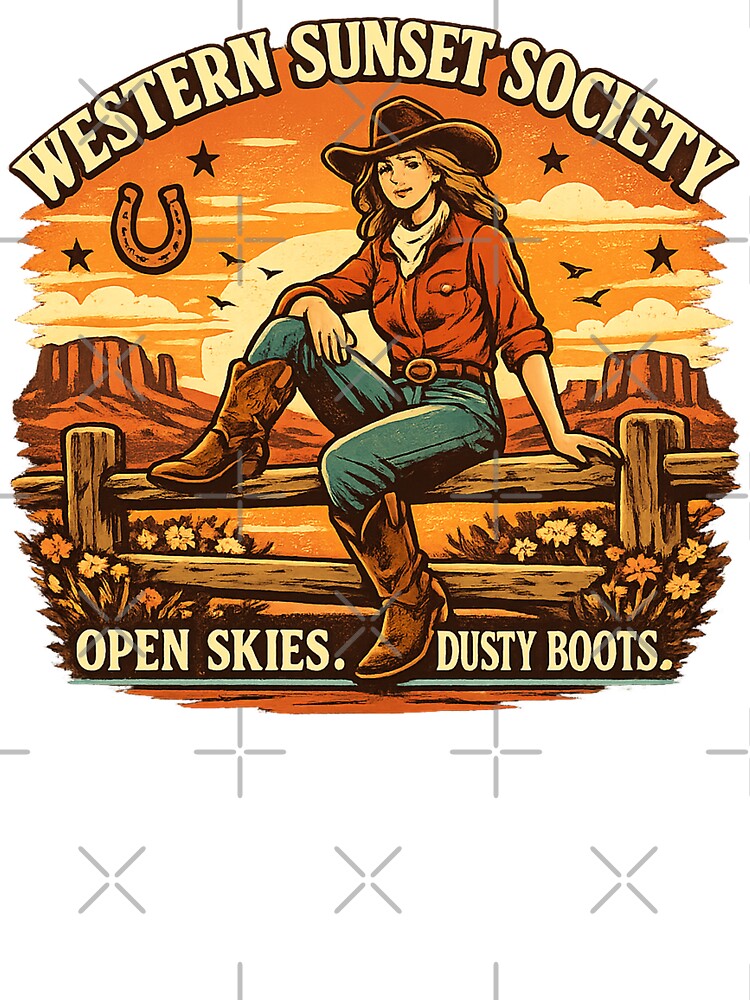 Western Sunset Society Cowgirl Retro Western Design by Concrete Coffee Studio