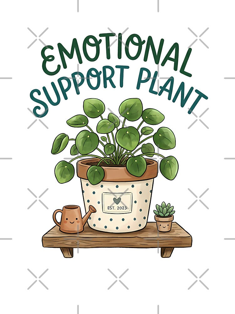Emotional Support Plant Cute Pilea Houseplant Illustration by BobaBunny76