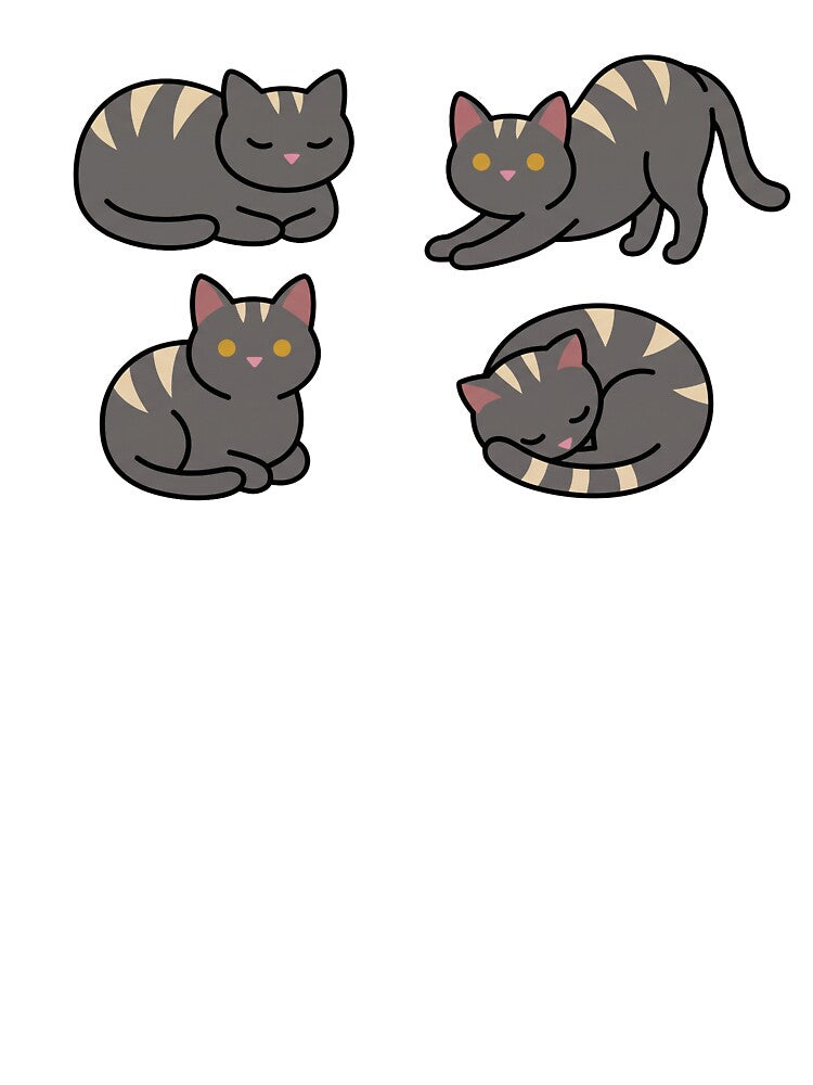 Loafing Tabby Cat Poses Sticker Sheet Illustration by Ninjacatoff