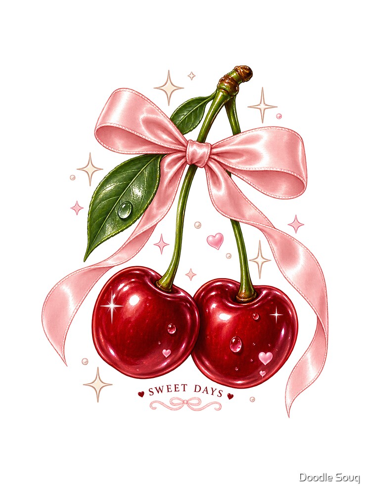Sweet Cherry Bow Aesthetic by Doodle Souq