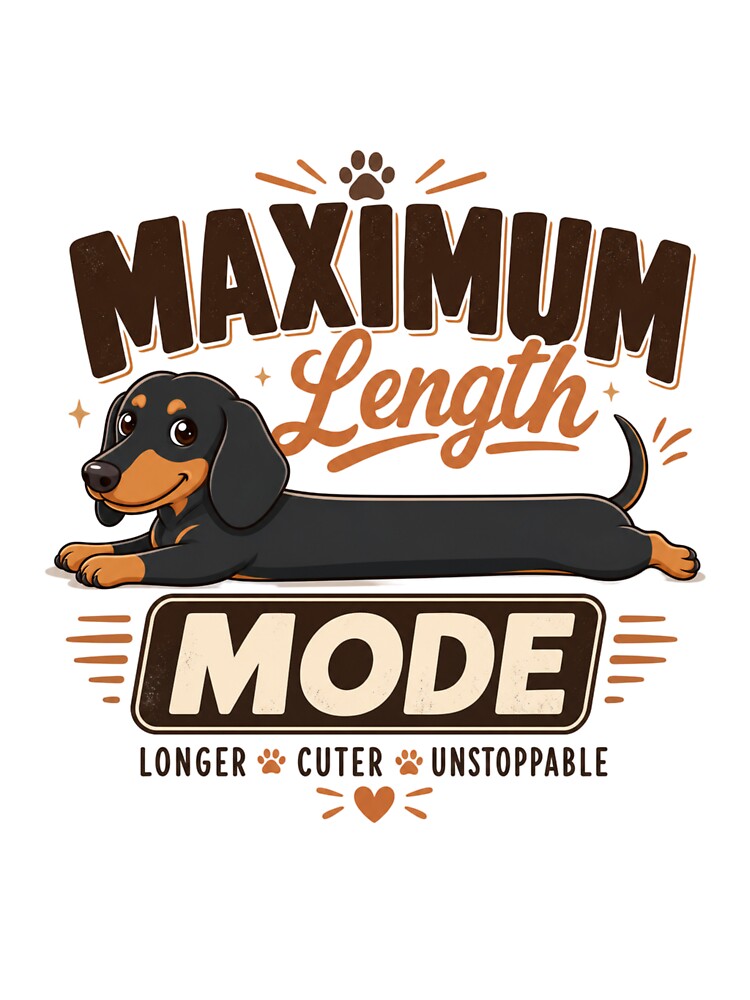 Maximum Length Mode Dachshund Dog Dad Funny Kawaii T-Shirt by Ashley critters