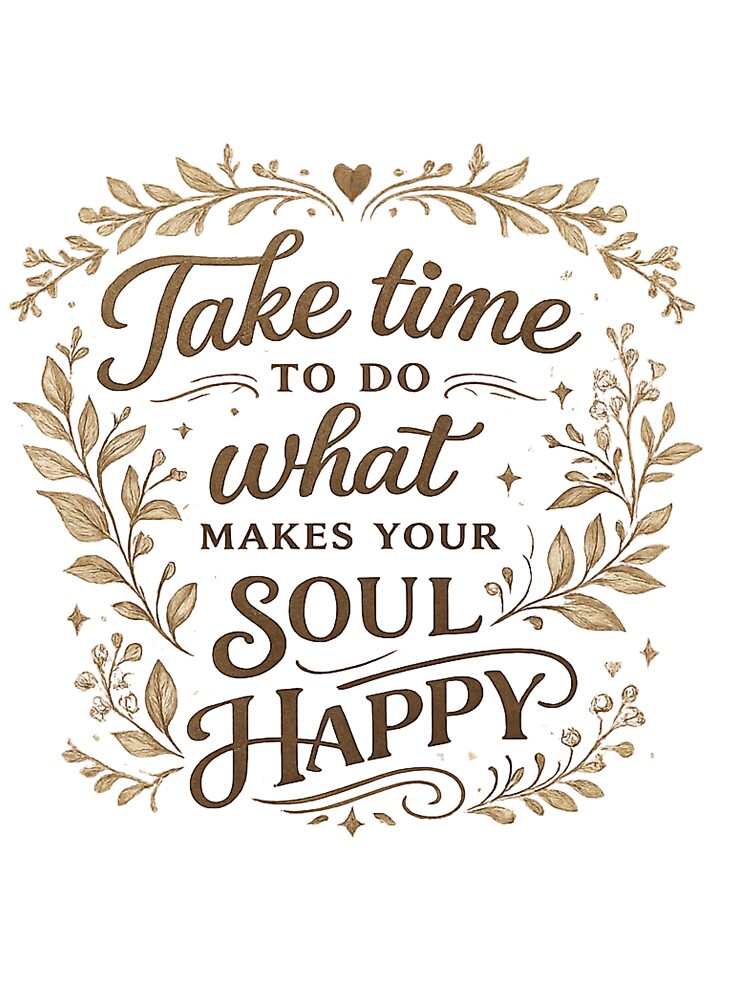Take Time To Do What Makes Your Soul Happy – Aesthetic Botanical Typography Quote by MUSA'S