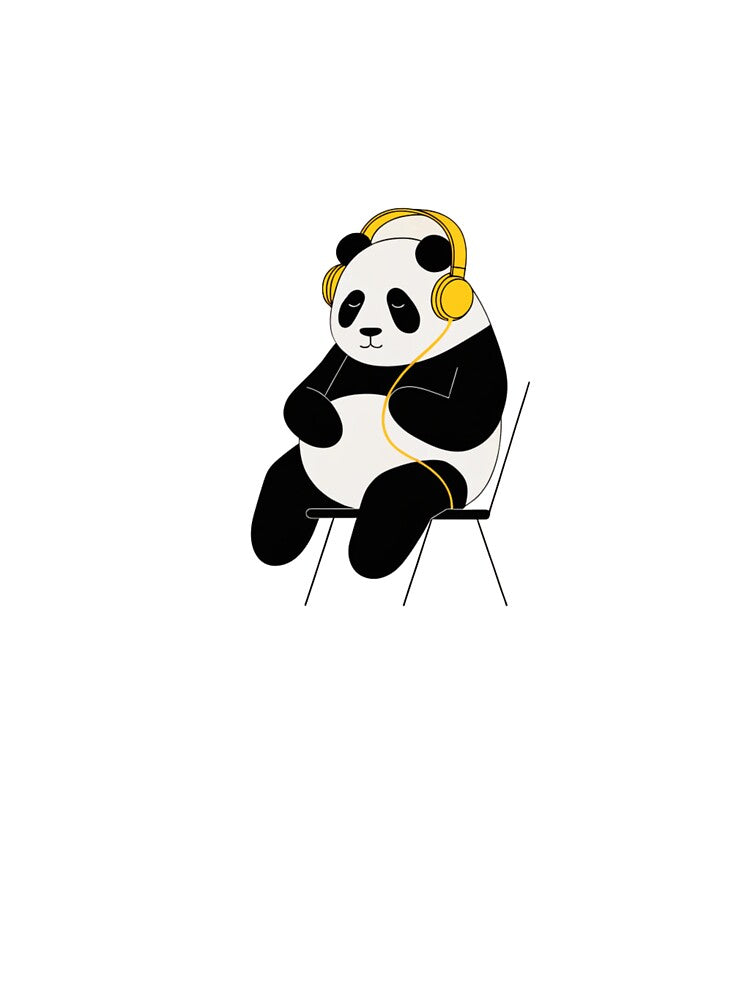 Panda minimalista escuchando musica by PandArtStudio