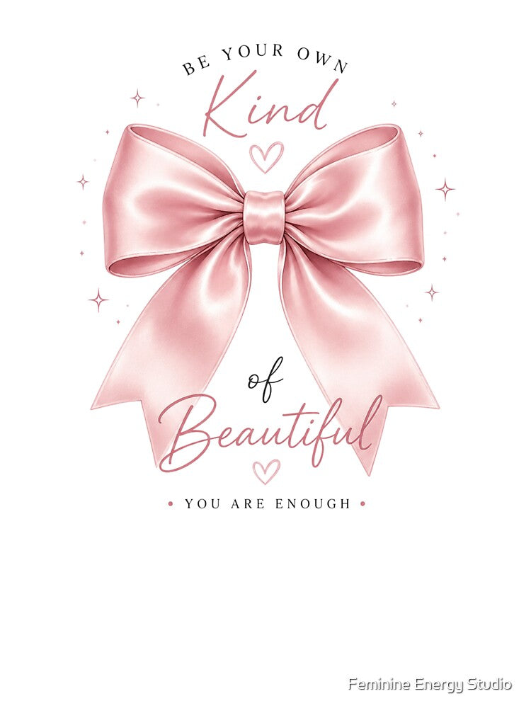 Be Your Own Kind of Beautiful Pink Bow Self Love Coquette Aesthetic by Feminine Energy Studio