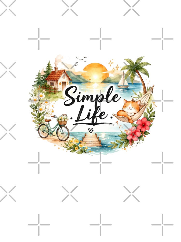 Simple Life Aesthetic Cottagecore Watercolor Illustration – Cute Relaxing Nature Scene Design by Sanika arts