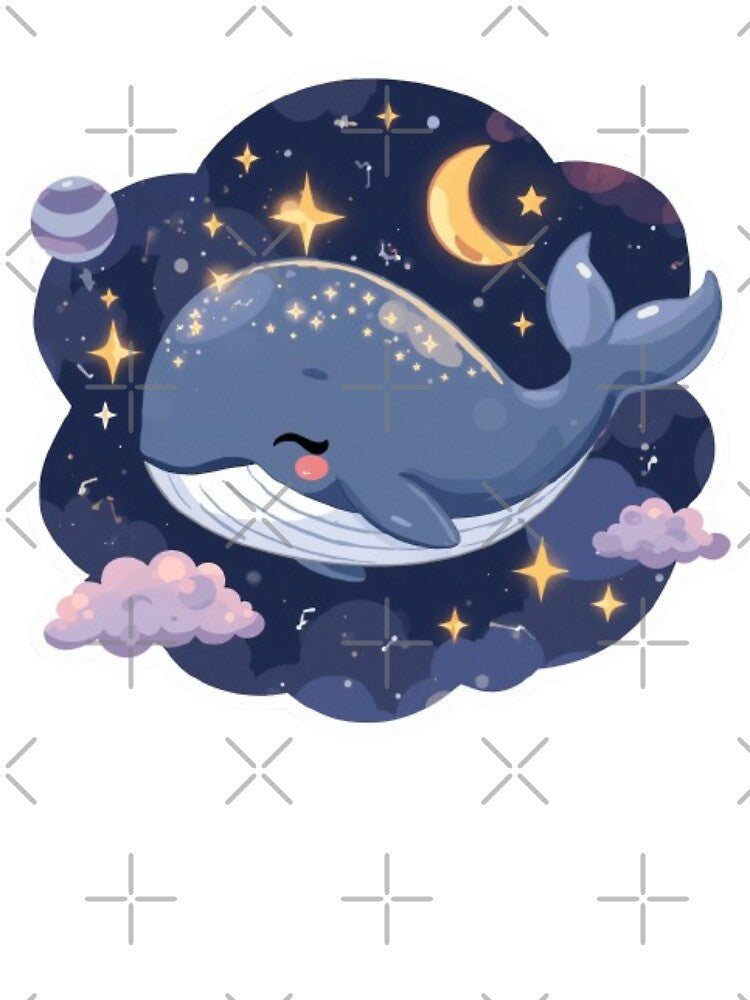 Cute Baby Cosmic Whale Kawaii Sticker | Dreamy Moon & Stars by Stylestickers55