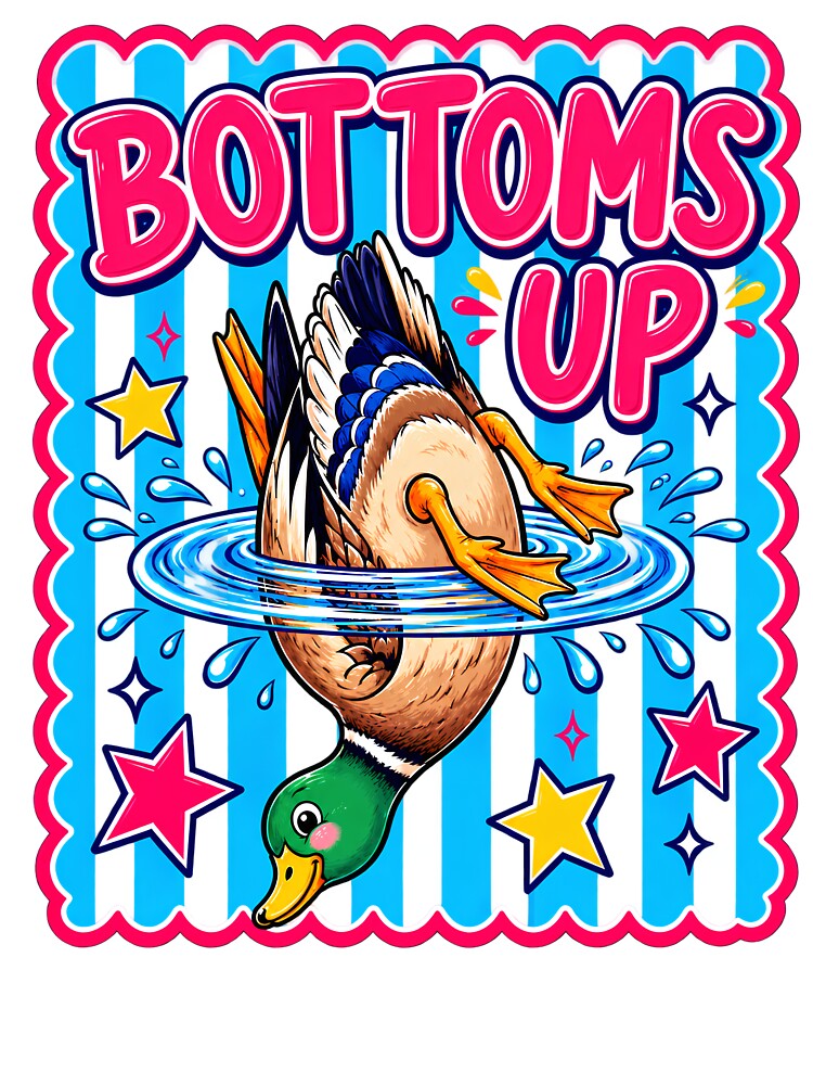 Striped Bottoms Up Colorful Mallard Duck Preppy Summer Retro by VGAfanatic