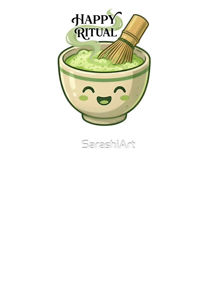 Happy MATCHA Ritual Cute Japanese Green Tea Bowl by SarashiArt