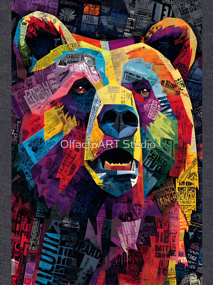 Protect the Wild Bear - Dynamic Face Composition with Energetic Shapes and Patterns by OlfactoART Studio