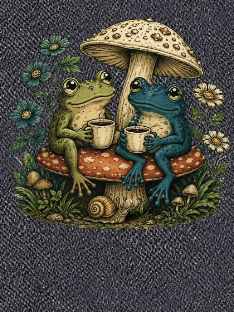 Cute Frogs Drinking Coffee on Mushroom by DKSH1234