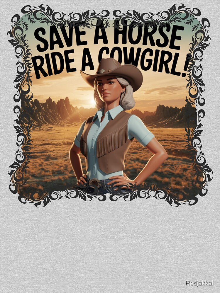 Save a horse ride a cowgirl vintage designs - Cowgirl Chic by Redjakkal