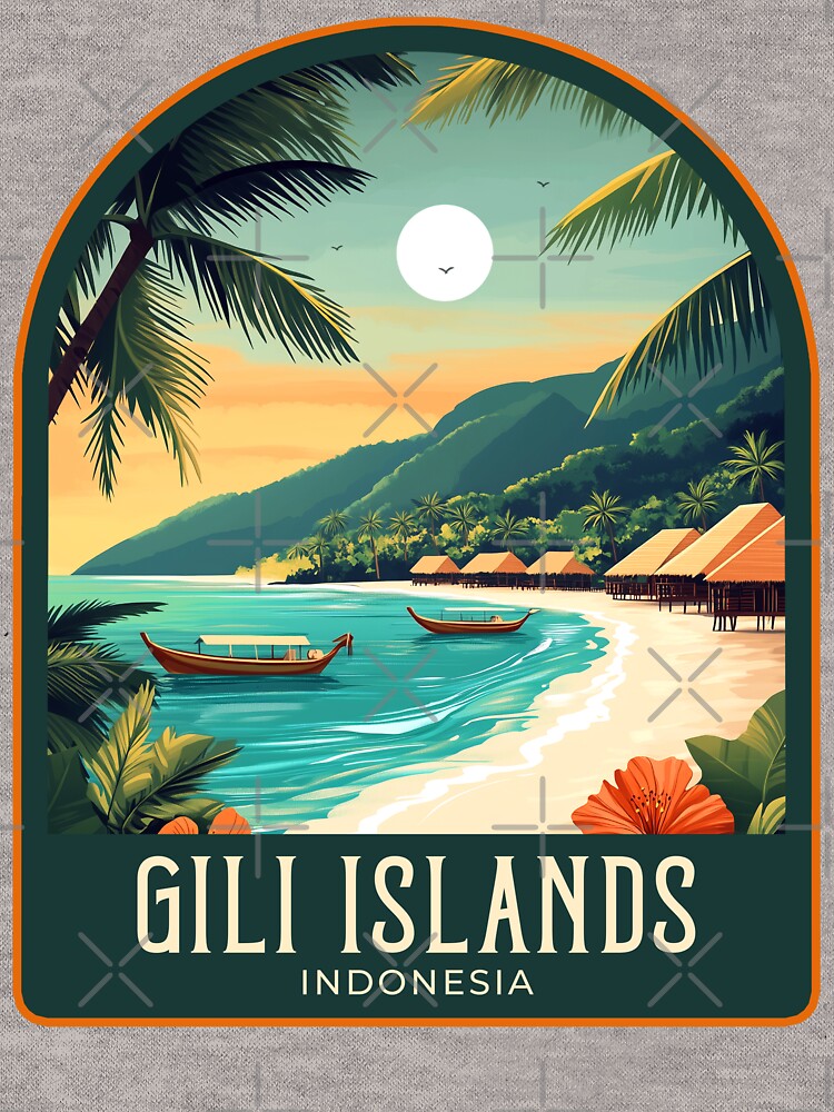 Gili Islands Vintage Travel Illustration by HomeLivingCo