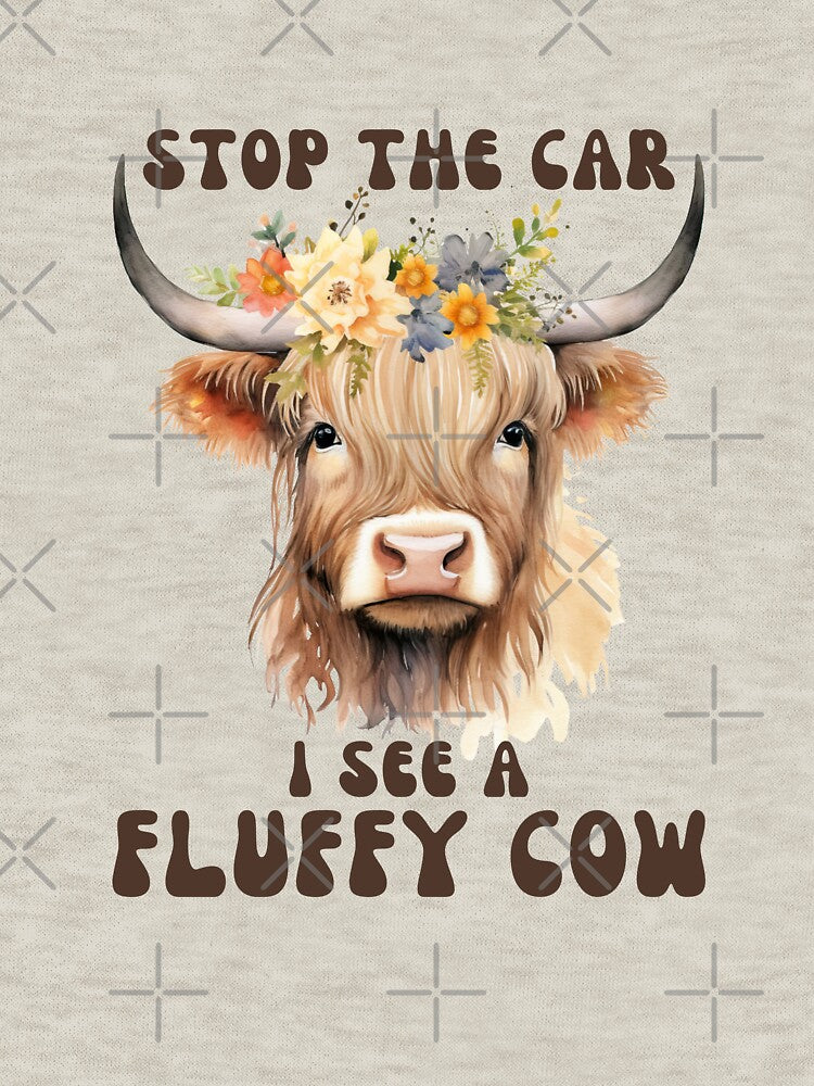 Stop The Car I See Fluffy Cow Funny Highland Cow Lover by TEB3A
