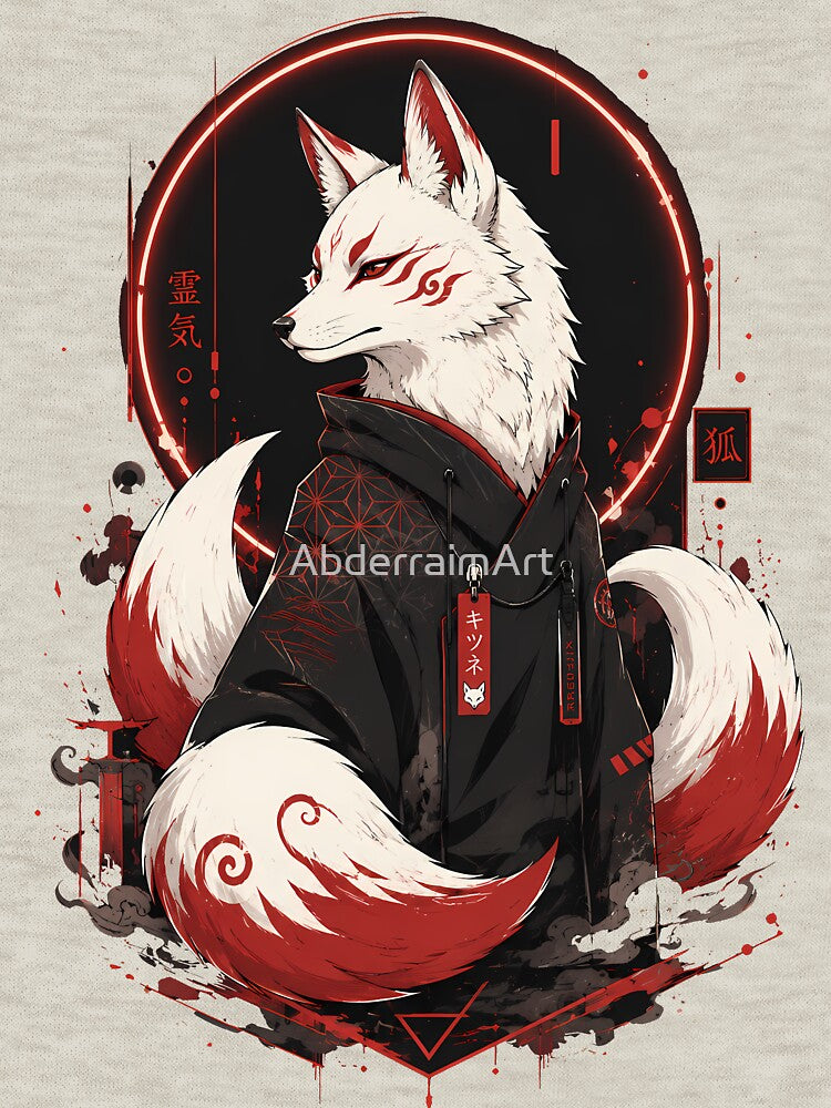 Kitsune Fox Streetwear - Japanese Folklore Modern Art by AbderraimArt