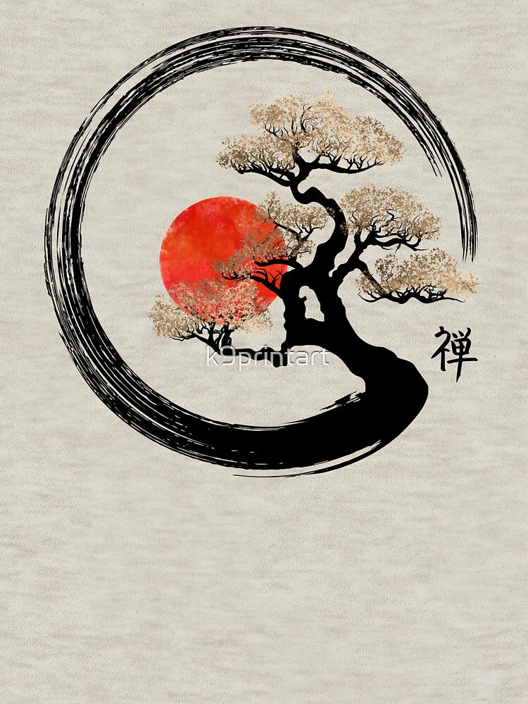 Enso Circle and Bonsai Tree on Canvas by k9printart