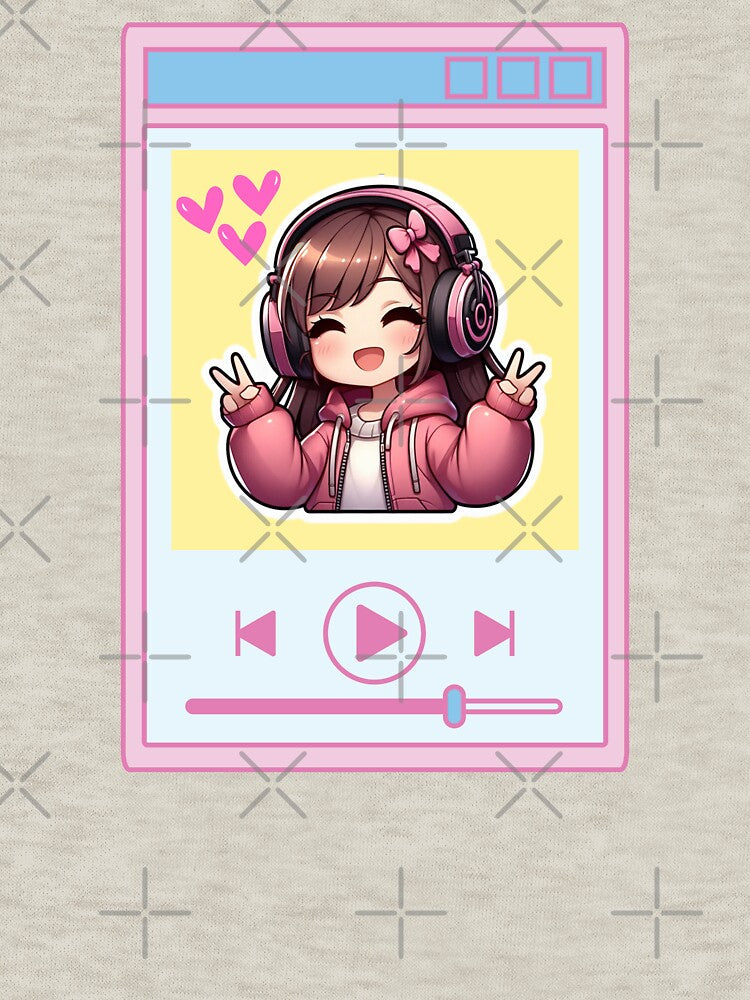 Super Kawaii Chibi Girl with MP3 Player - Cute Digital Art: Kawaii Pastel Girl by LWOI