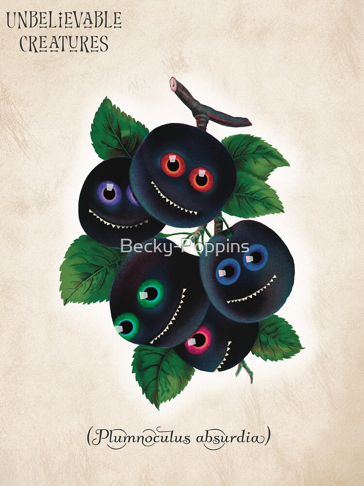 Plumnoculus Absurdia | Creepy Cute Plum Collage Creature by Becky-Poppins