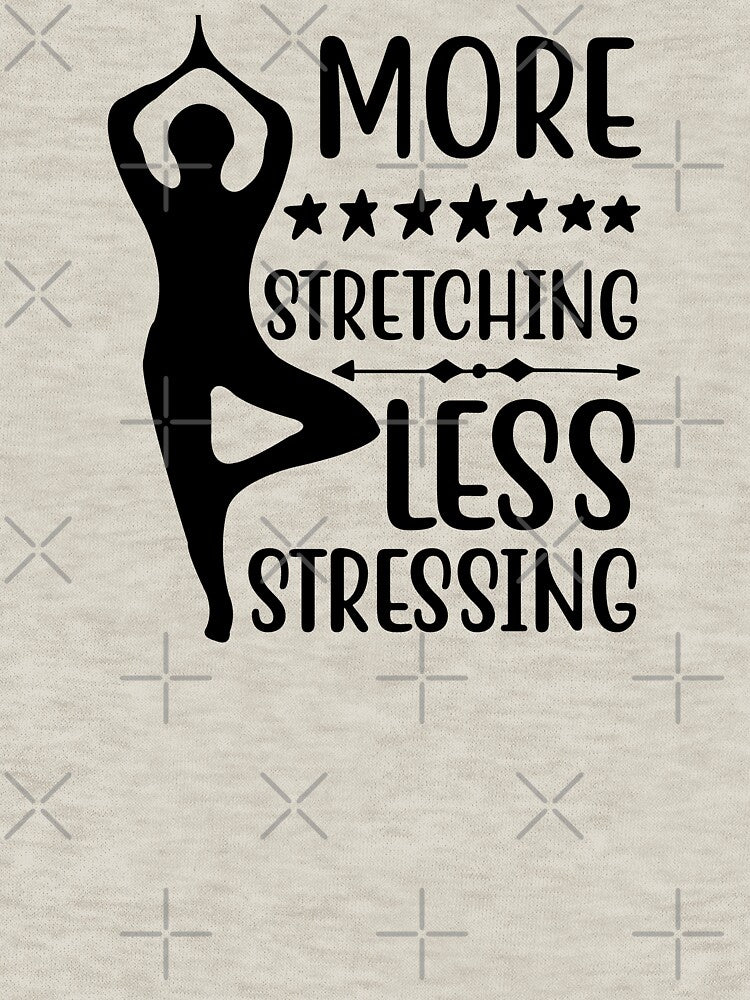 Yoga Quote More Stretching Less Stressing Motivational Saying by SoccaTamam