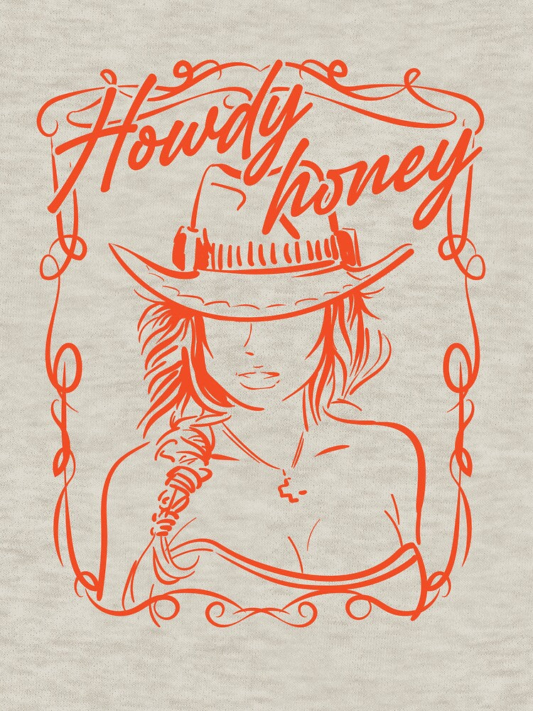 Howdy Honey Vintage Cowgirl Graphic Art by The secret storage room
