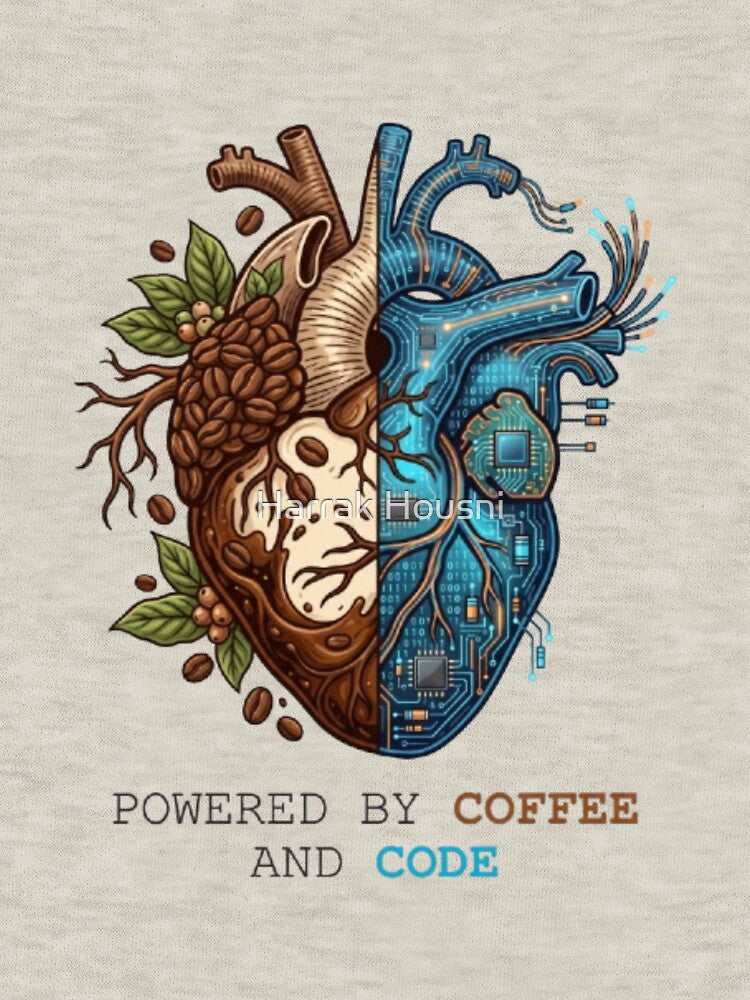 Powered by Coffee and Code - Modern Coder Emblem by Harrak Housni